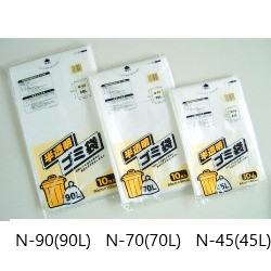 N-90【厚手】業務用半透明ゴミ袋　90L　200枚入（1袋10枚×20冊）