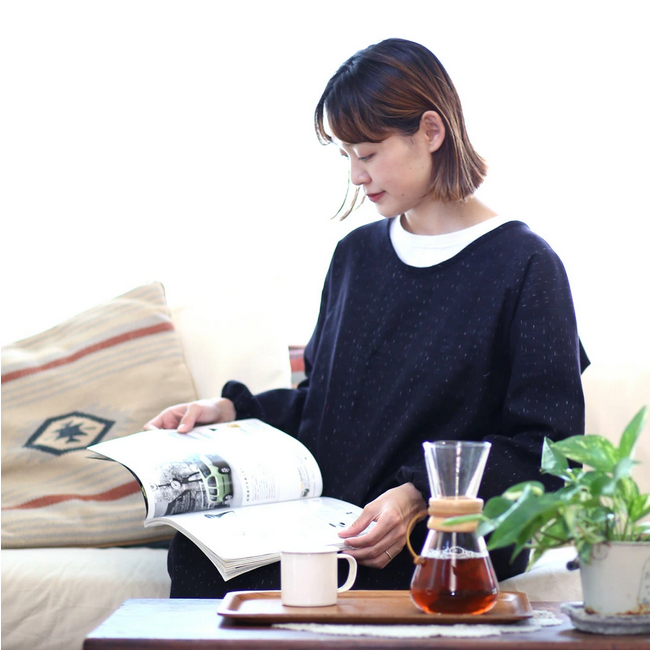 割烹着 おしゃれ チュニック ワンピース 暖かい あったかい 日本製 久留米織 綿 BOTAN ボタン かっぽう着 かわいい 可愛い スモック エプロン 紬織