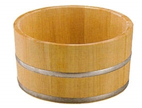 木製 椹(さわら)材 湯桶 ステンタガ (白木無塗装)