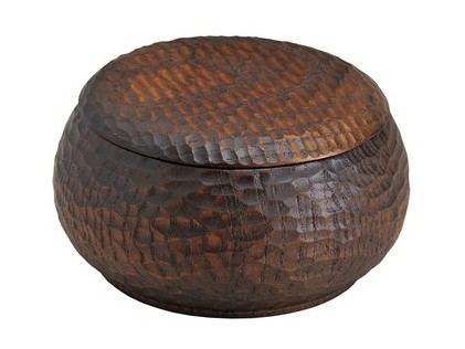 木製　タモ手彫り　丸小鉢　14用　蓋(蓋のみ）　