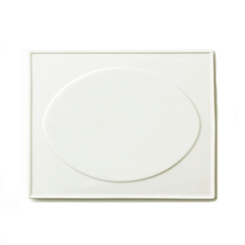 【日本製】陶板25×21cmオーバルレリーフ L  ( 山九 陶器 板 白磁 絵付け皿 長方形 楕円 )