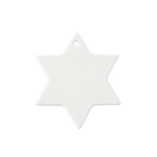 【日本製】白磁 オーナメント 6角 星 (山九 磁器 クリスマス 飾り)