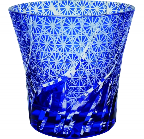 業務用 切子ガラス　タンブラー　青　ブルー　日本食品衛生対応