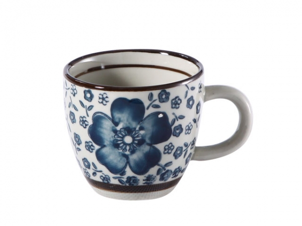 業務用 和風小さいコーヒーカップ　75ml　青い椿　