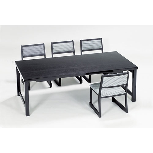 メラミン黒乾漆テーブルのみ・幕板なし・H型脚・幅55,60cm