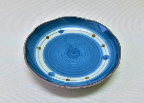 波佐見焼　4.5寸皿　あけぼの（青）