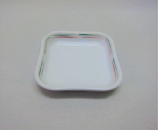 緑・赤線　角皿