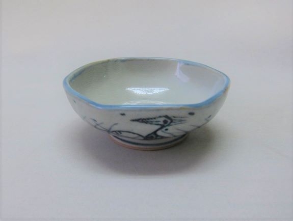 波佐見焼　サギ絵　六角鉢（小）