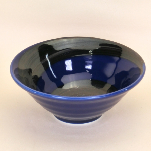 リップル銀彩ブルー・4.5深鉢φ14cm【日本製磁器】
