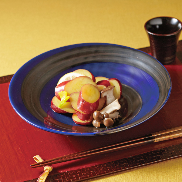 銀彩ブルー リップル7.5皿