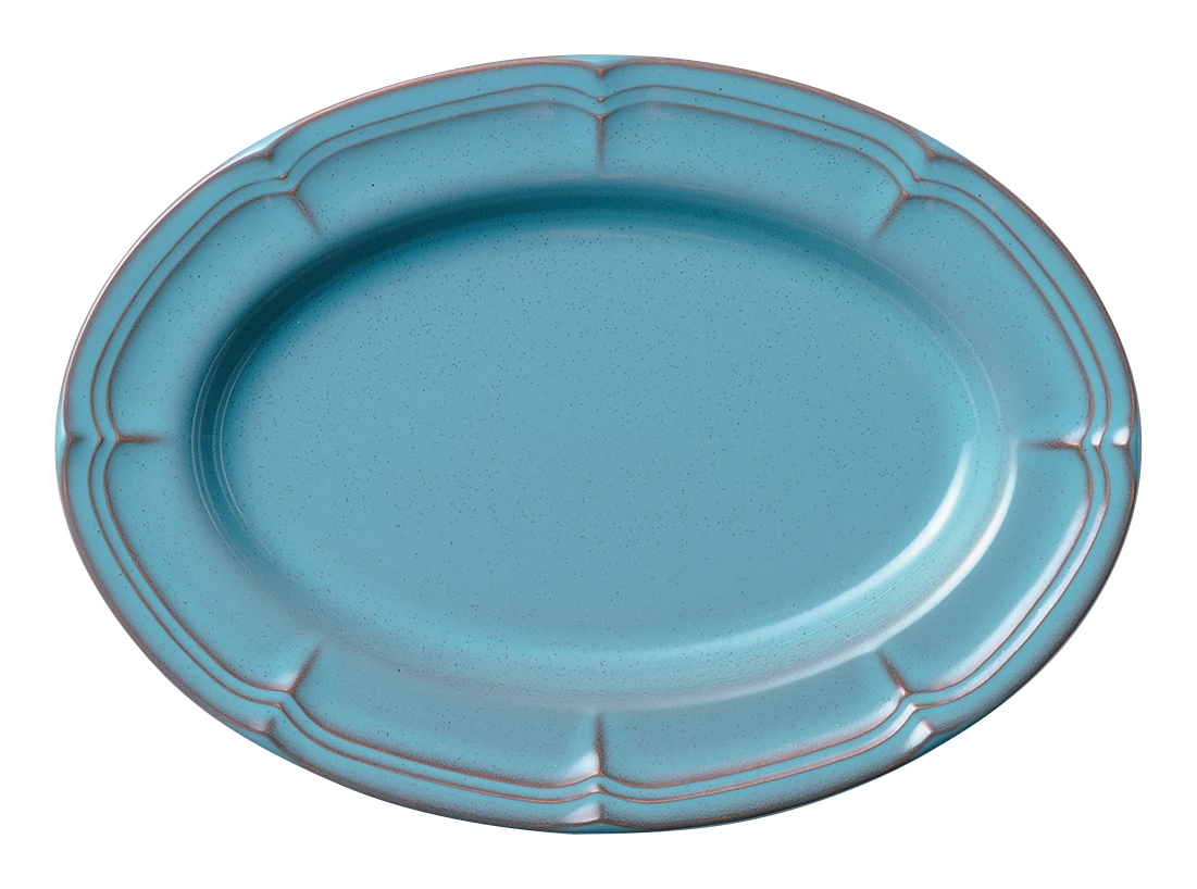 ラフィネ アンティークブルー 25ｃｍオーバルプラター