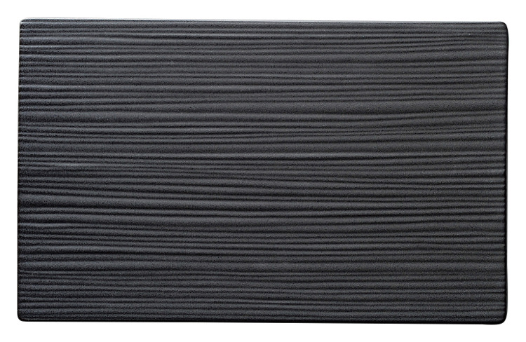 ジャパニーズモダン マットブラック 24ｃｍ線紋平長角皿