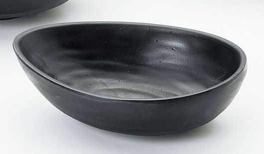 【割れにくいメラミン製・陶器の風合い】くつわ鉢(小)黒