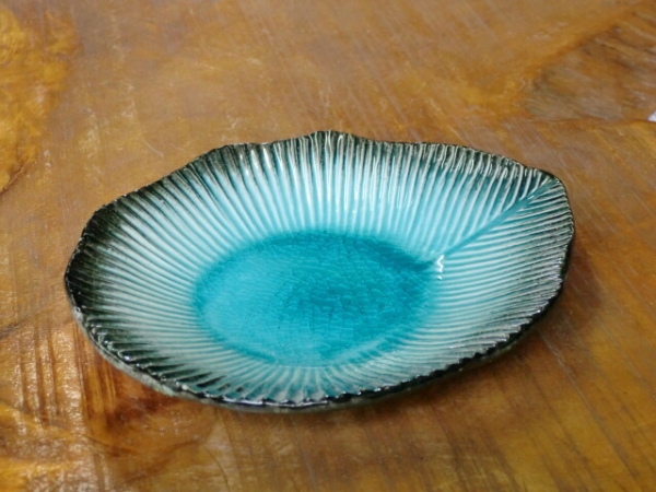 藍染スカイ 葉型5寸皿（取皿）
