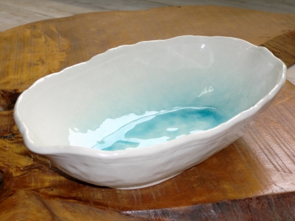 白雲 葉型盛鉢（楕円鉢・カレー鉢）
