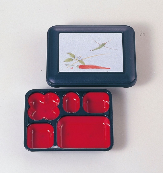 BWR-290【レンジ対応】紺内赤/ししとう　本体・蓋　5個セット