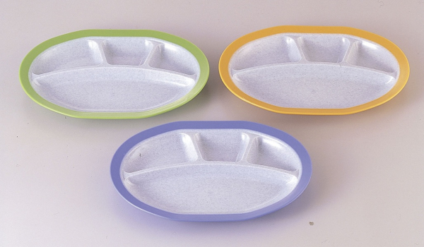 SW-126 二色小判皿 4つ仕切本体【色をお選び頂けます】5個セット ※ランチプレート　ランチ皿　プラスチック容器　食器