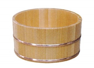 業務用 木製 椹(さわら)材 湯桶 銅タガ  透明艶消塗装(ｳﾚﾀﾝ