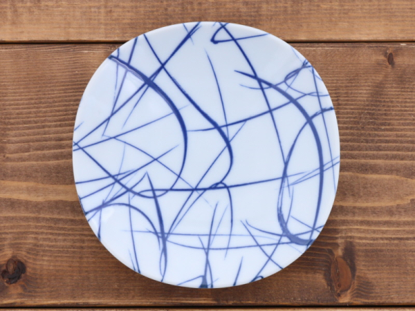 角丸取り皿 14cm ブルーライン アウトレット