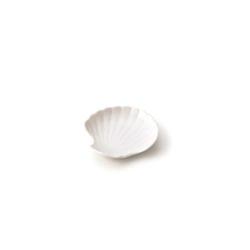 【日本製】白磁 7cm シェル小皿  ( 山九 白磁 陶器 貝 貝殻 形 型 海 かい )