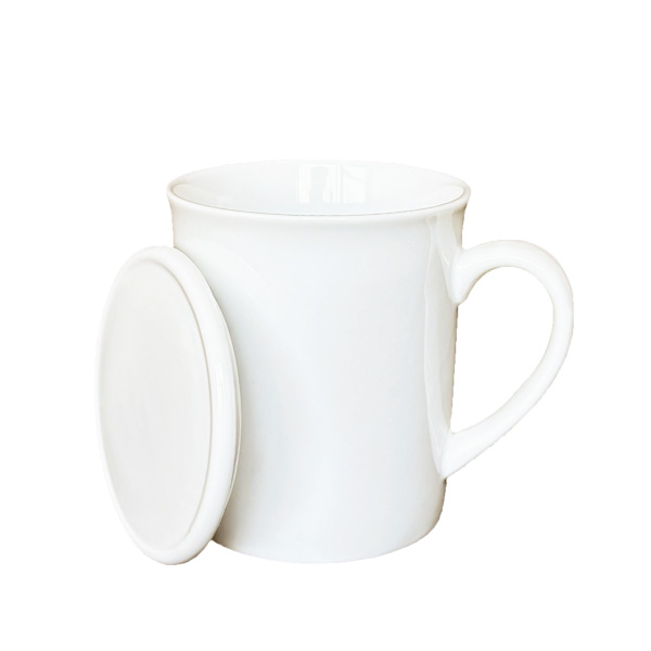 【日本製】フタ付き マグカップ 白磁 sk (磁器製 蓋付き 茶こし無し 中国茶 コーヒーカップ 紅茶 マグ)